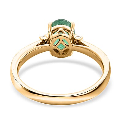 Certified & Appraised Luxoro AAA Kagem Zambian Emerald, Diamond (G-H, I2) Ring in 14K Yellow Gold 1.30 ctw (Size 6.0)