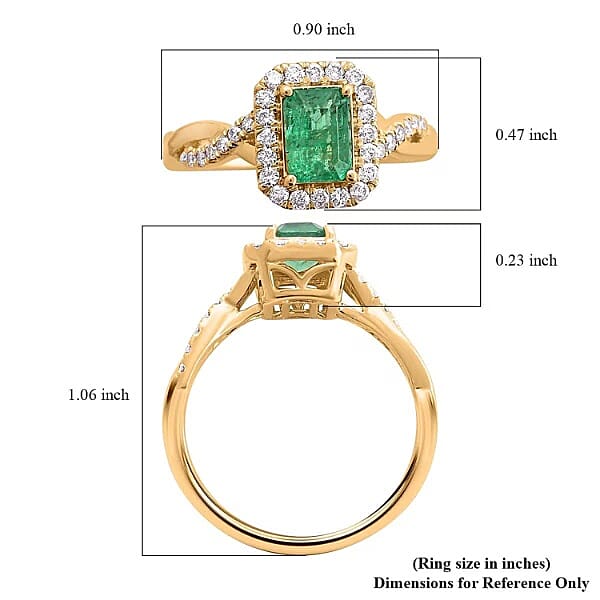 Certified & Appraised Luxoro AAA Gemfield Emerald and G-H I2 Diamond 1.30 ctw Ring in 14K Yellow Gold (Size 10.0)