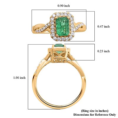 Certified & Appraised Luxoro AAA Gemfield Emerald and G-H I2 Diamond 1.30 ctw Ring in 14K Yellow Gold (Size 10.0)