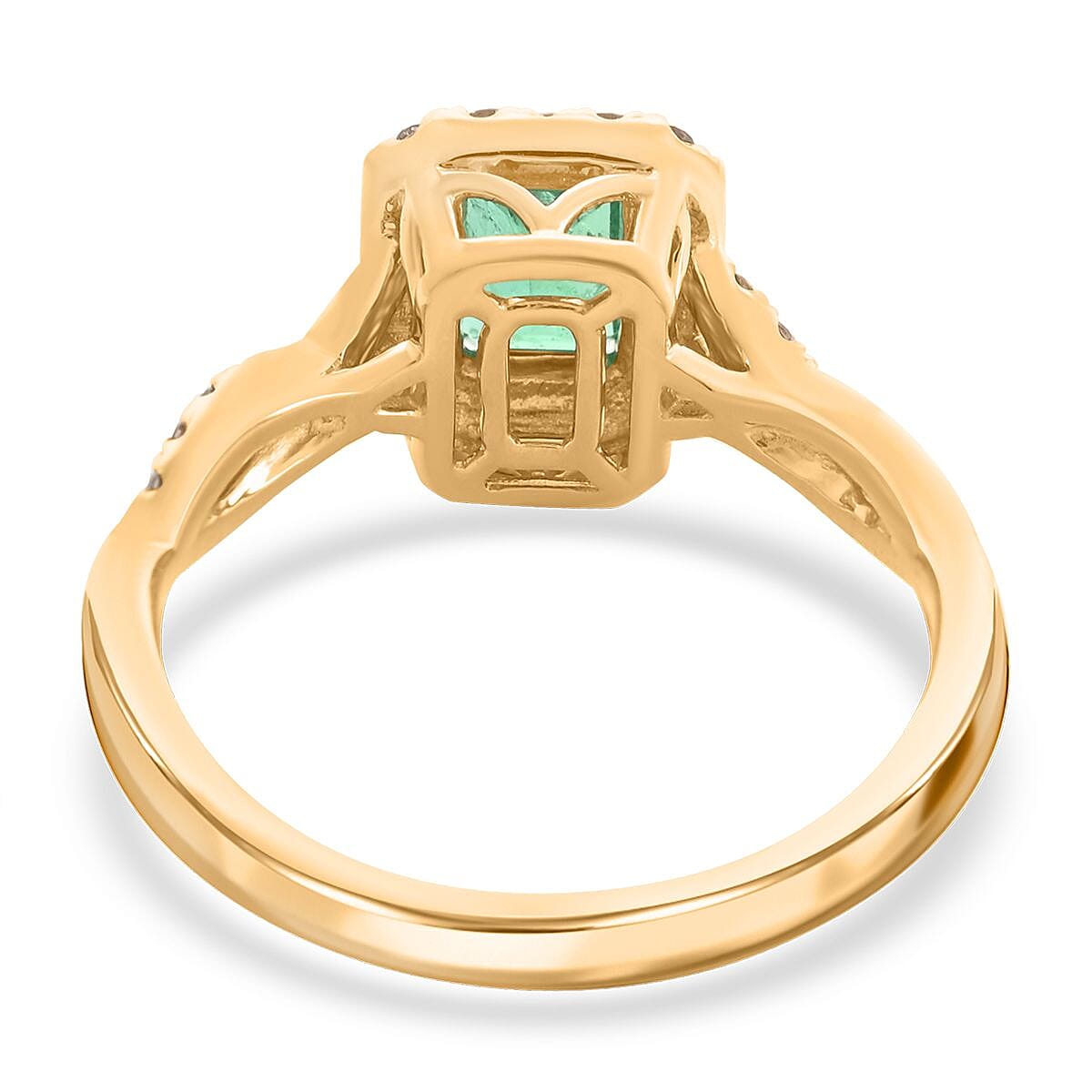 Certified & Appraised Luxoro 14K Yellow Gold AAA Gemfield Emerald and G-H I2 Diamond Ring (Size 6.0) 1.30 ctw image number 4