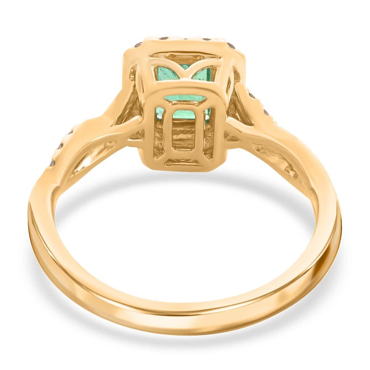 Luxoro 14K Yellow Gold AAA Kagem Zambian Emerald, Diamond (G-H, I2) (0.36 cts) Ring (Size 7.5) 1.30 ctw image number 4