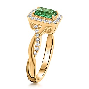 Certified & Appraised Luxoro AAA Gemfield Emerald and G-H I2 Diamond 1.30 ctw Ring in 14K Yellow Gold (Size 9.0)