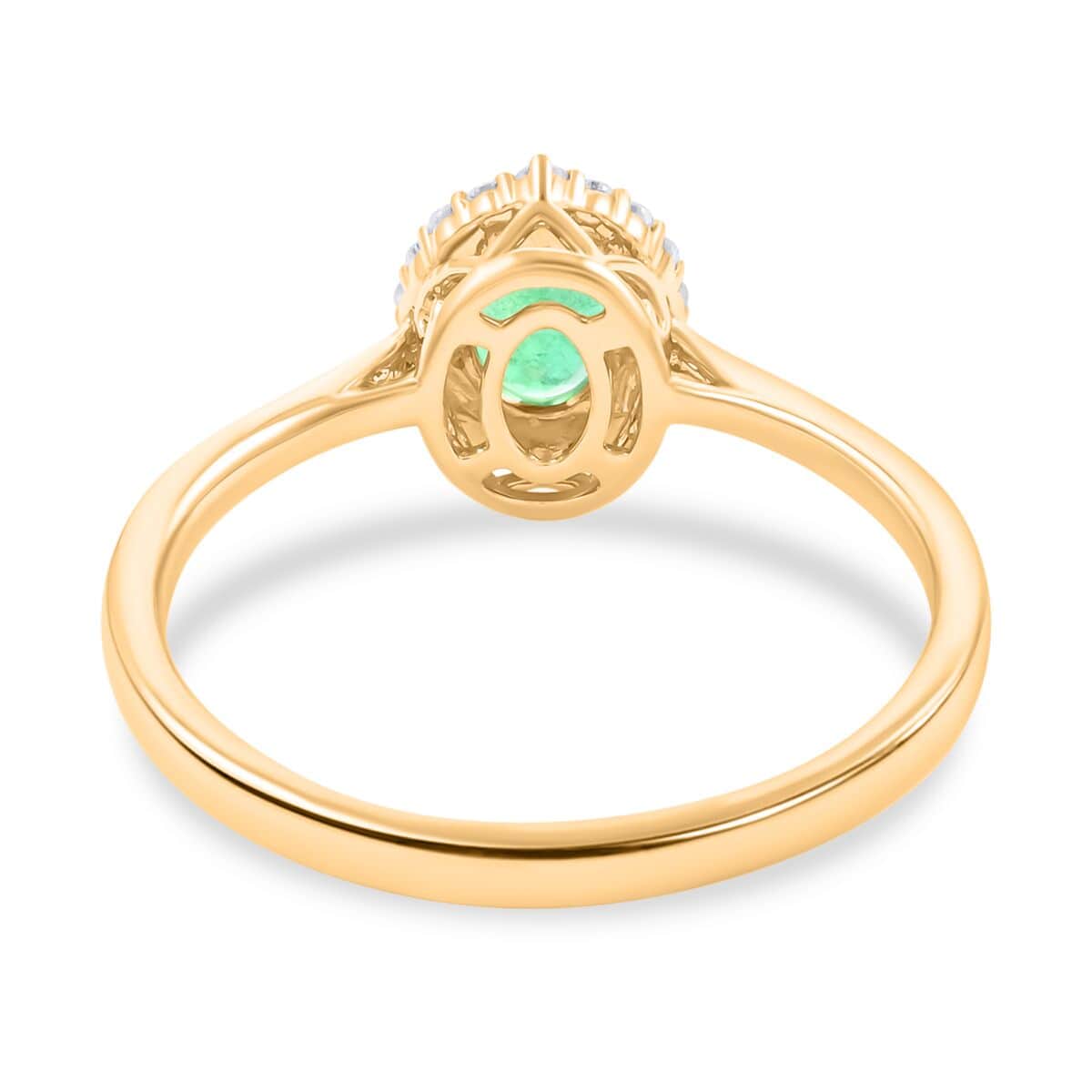 Certified & Appraised Iliana AAA Kagem Zambian Emerald and G-H SI Diamond 1.00 ctw Halo Ring in 18K Yellow Gold (Size 10.0) image number 4