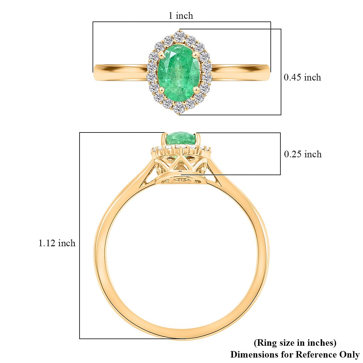 Certified & Appraised Iliana AAA Kagem Zambian Emerald and G-H SI Diamond 1.00 ctw Halo Ring in 18K Yellow Gold (Size 8.0)