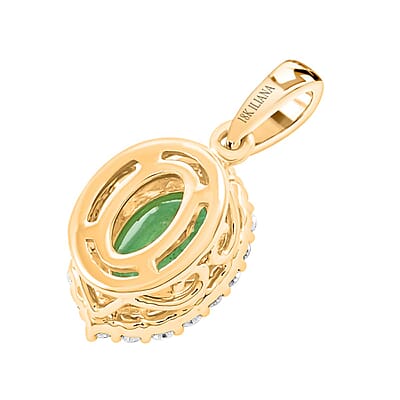 Certified & Appraised Iliana 18K Yellow Gold AAA Kagem Zambian Emerald and G-H SI Diamond Halo Pendant without Chain 1.00 ctw