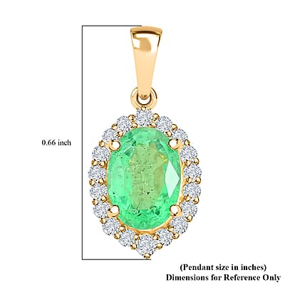 Certified & Appraised Iliana 18K Yellow Gold AAA Kagem Zambian Emerald and G-H SI Diamond Halo Pendant without Chain 1.00 ctw