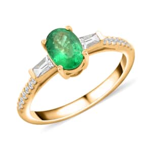 Nova Era Emerald By Tony Diniz Certified & Appraised Iliana 18K Yellow Gold AAA Kagem Zambian Emerald and G-H SI Diamond Ring (Size 6.0) 1.10 ctw