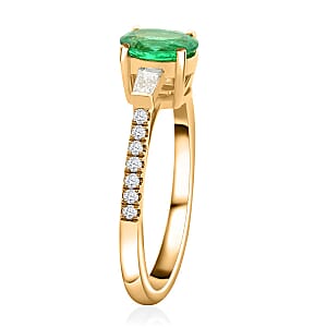 Iliana AAA Kagem Zambian Emerald, Diamond Ring in 18K Yellow Gold 1.10 ctw (Size 6.0)