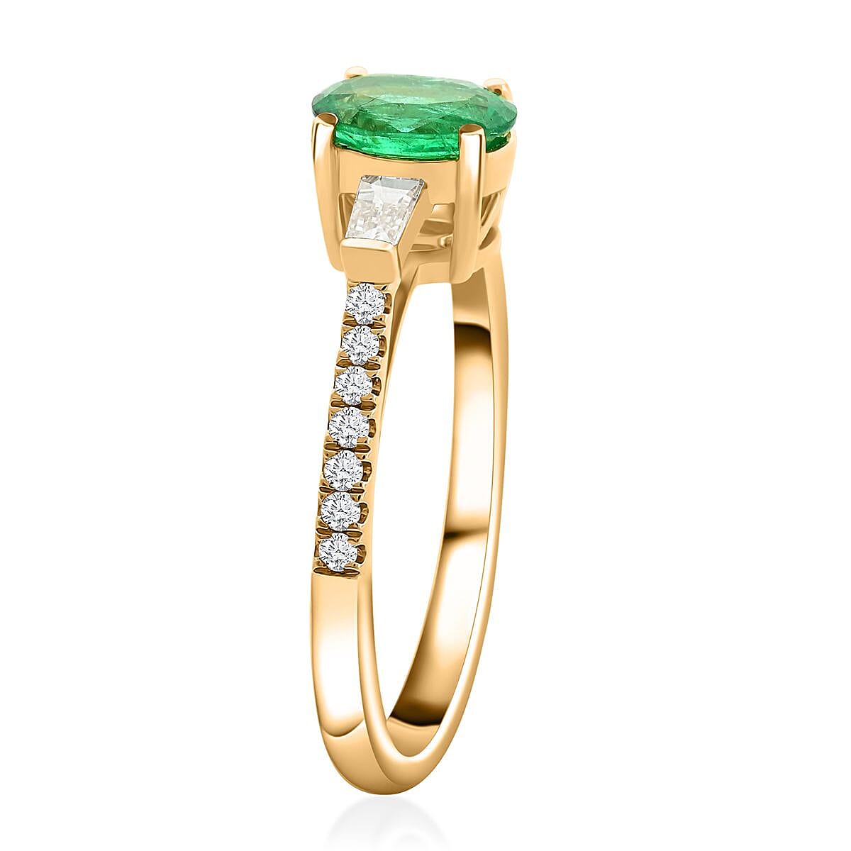 Certified & Appraised Iliana AAA Kagem Zambian Emerald and G-H SI Diamond 1.10 ctw Ring in 18K Yellow Gold (Size 6.5) image number 3