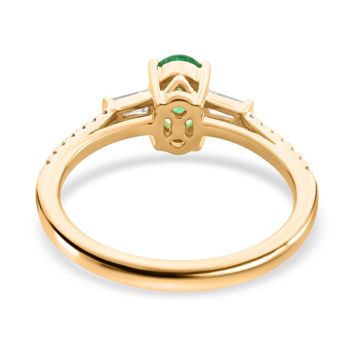 Certified & Appraised Iliana AAA Kagem Zambian Emerald and G-H SI Diamond 1.10 ctw Ring in 18K Yellow Gold (Size 7.0) image number 4