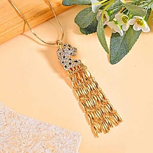 Black Swarovski Crystal and Simulated Diamond Necklace in Goldtone 24 Inches