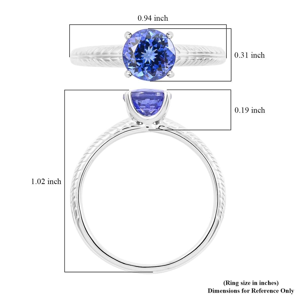 Doorbuster Certified & Appraised Rhapsody 950 Platinum AAAA Tanzanite Solitaire Ring (Size 9.0) (4.65 g) 1.50 ctw image number 4