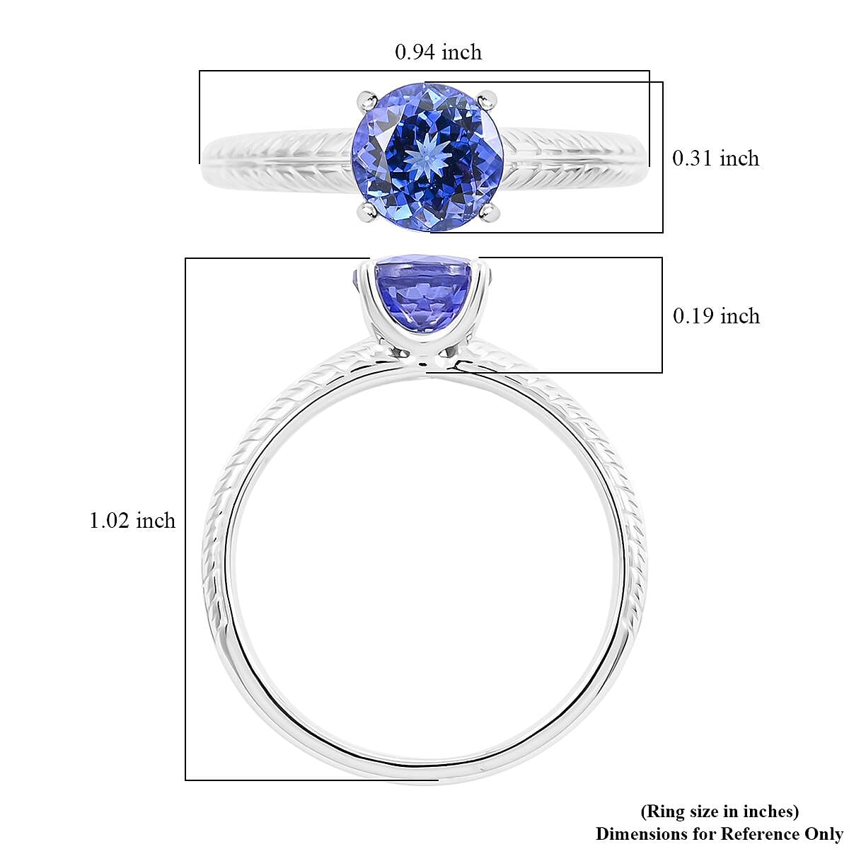 Certified & Appraised Rhapsody 950 Platinum AAAA Tanzanite Solitaire Ring (Size 10.5) 4.65 Grams 1.50 ctw image number 4