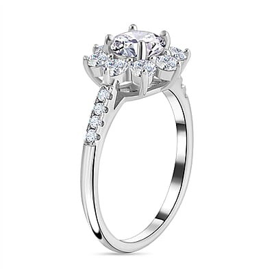 Moissanite1.89 ctw Ring in Platinum Over Sterling Silver (Size 5.5)