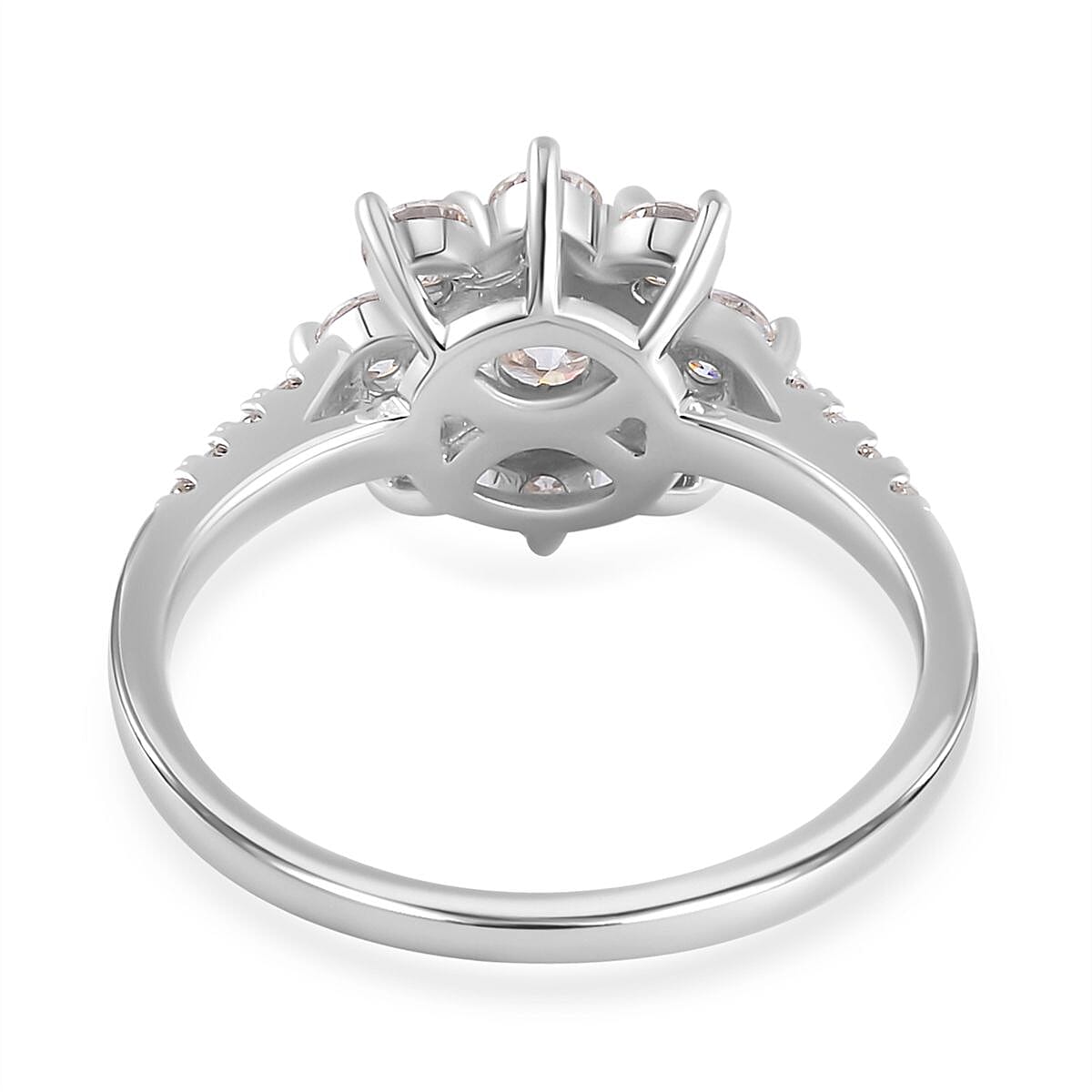 Moissanite1.89 ctw Ring in Platinum Over Sterling Silver (Size 5.5)