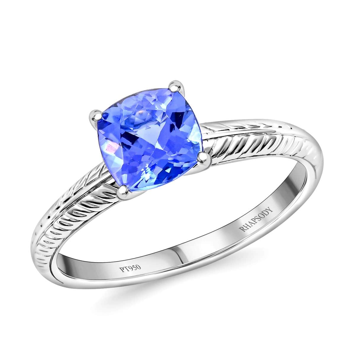 Certified & Appraised Rhapsody 950 Platinum AAAA Tanzanite Solitaire Ring (Size 6.0) 4.75 Grams 1.70 ctw image number 0