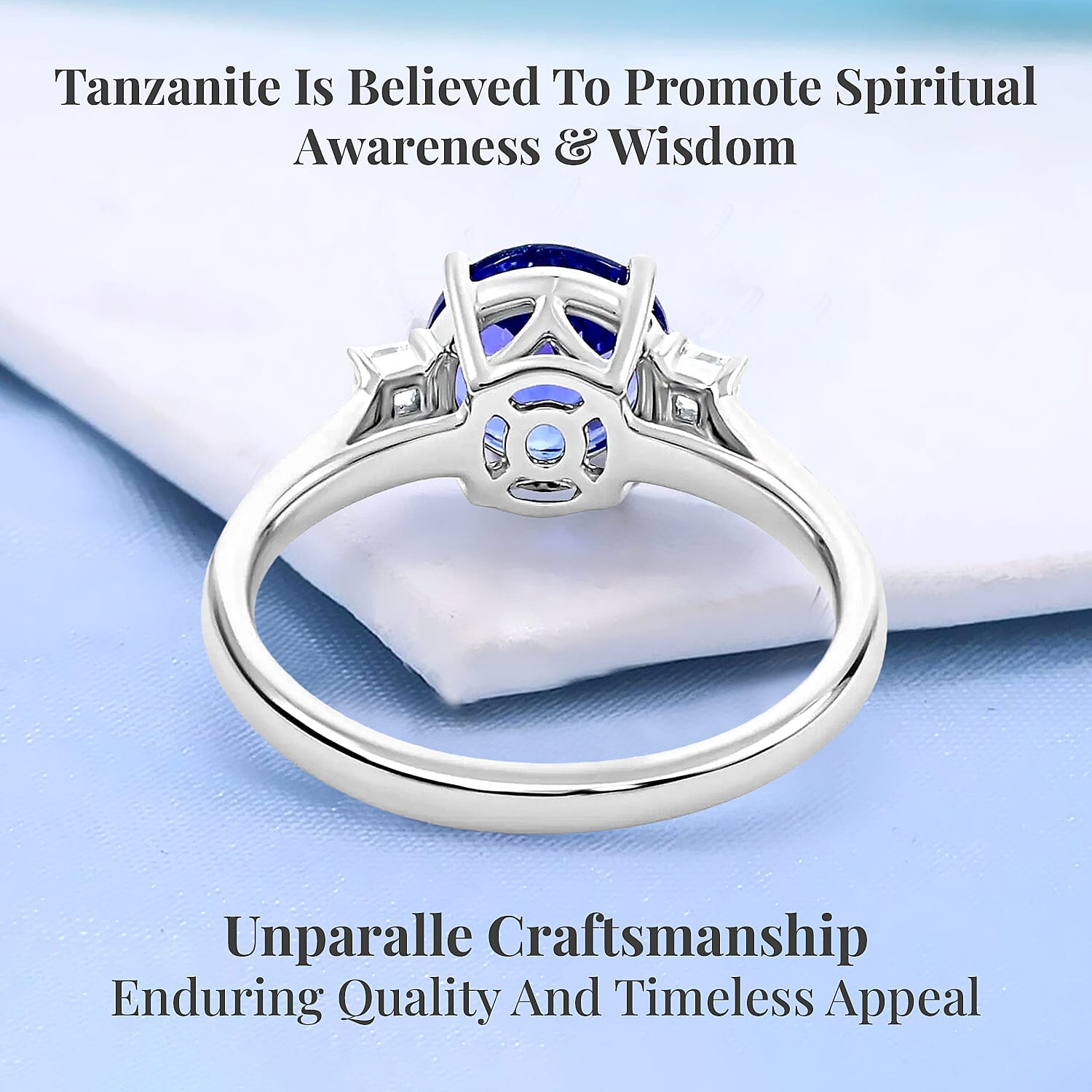 Certified & Appraised Rhapsody 950 Platinum AAAA Tanzanite and E-F VS Diamond Ring (Size 10.5) 4.70 Grams 2.00 ctw