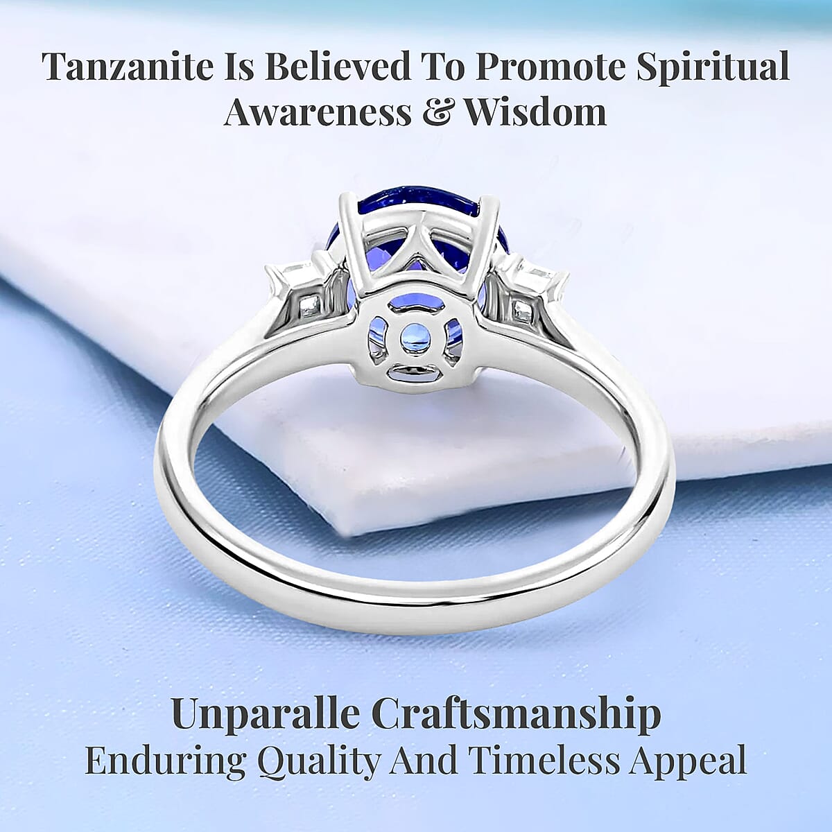Certified & Appraised Rhapsody 950 Platinum AAAA Tanzanite and E-F VS Diamond Ring (Size 10.5) 4.70 Grams 2.00 ctw image number 3