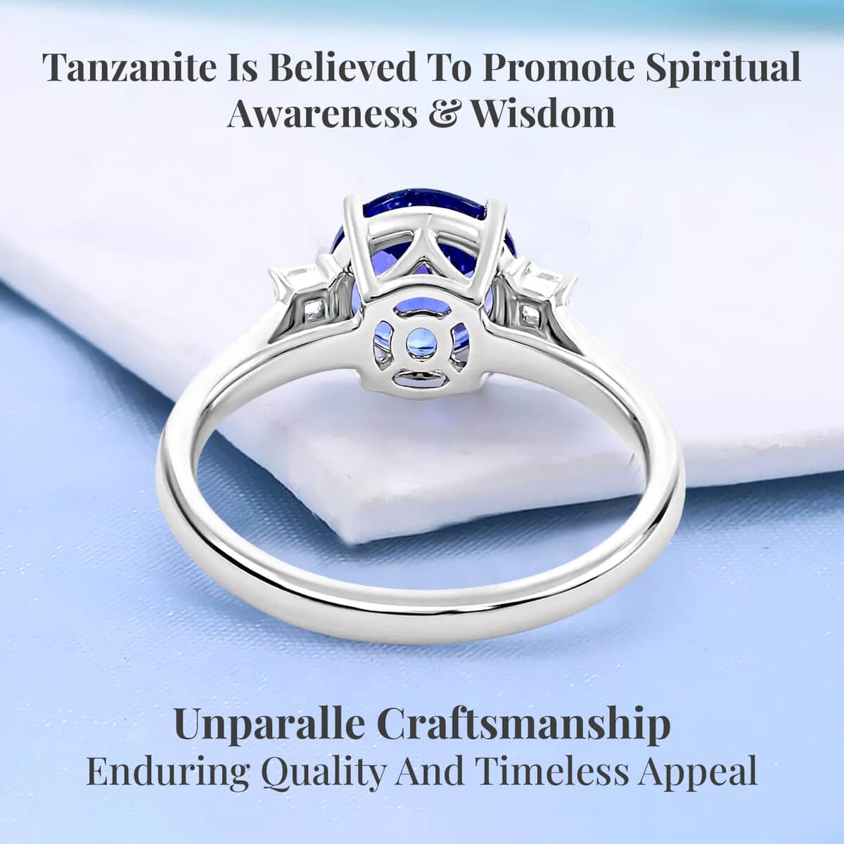 Certified & Appraised Rhapsody 950 Platinum AAAA Tanzanite and E-F VS Diamond Ring (Size 6.0) 4.70 Grams 2.00 ctw image number 3