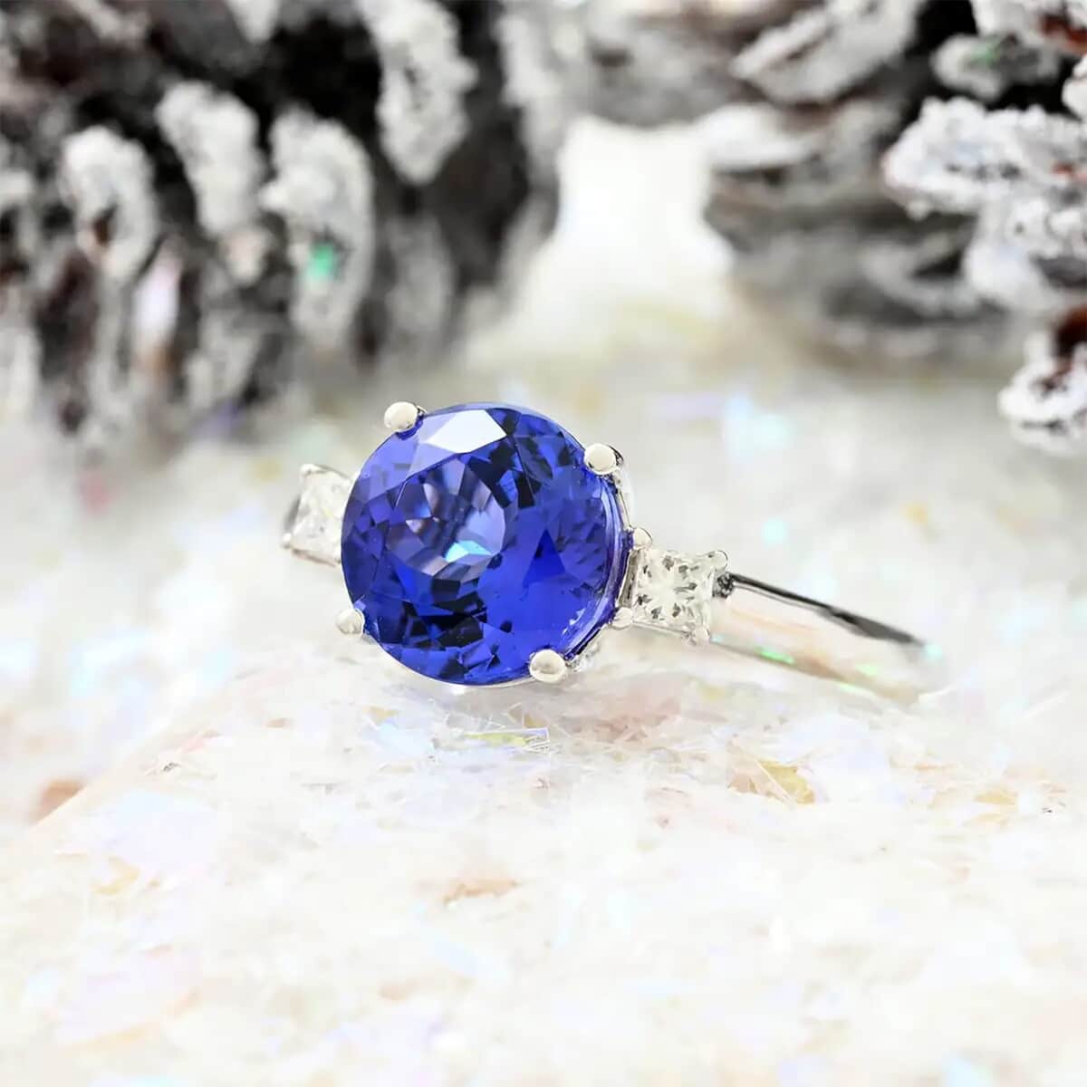 Certified & Appraised Rhapsody AAAA Tanzanite and E-F VS Diamond 2.00 ctw Ring in 950 Platinum (Size 6.5) 4.70 Grams image number 1