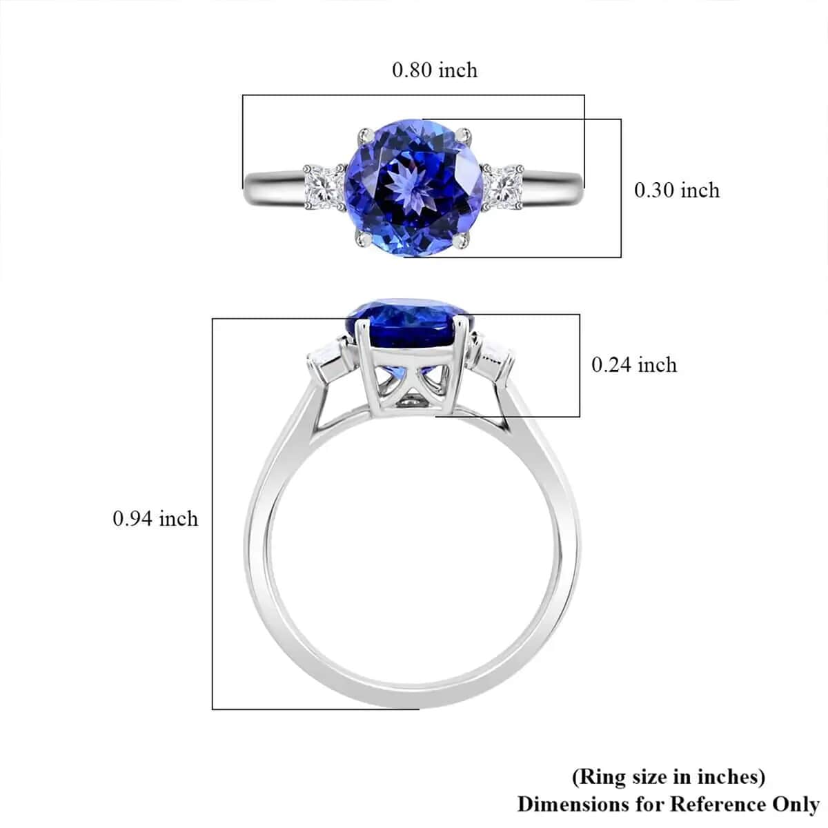 Certified & Appraised Rhapsody AAAA Tanzanite and E-F VS Diamond 2.00 ctw Ring in 950 Platinum (Size 6.5) 4.70 Grams image number 6