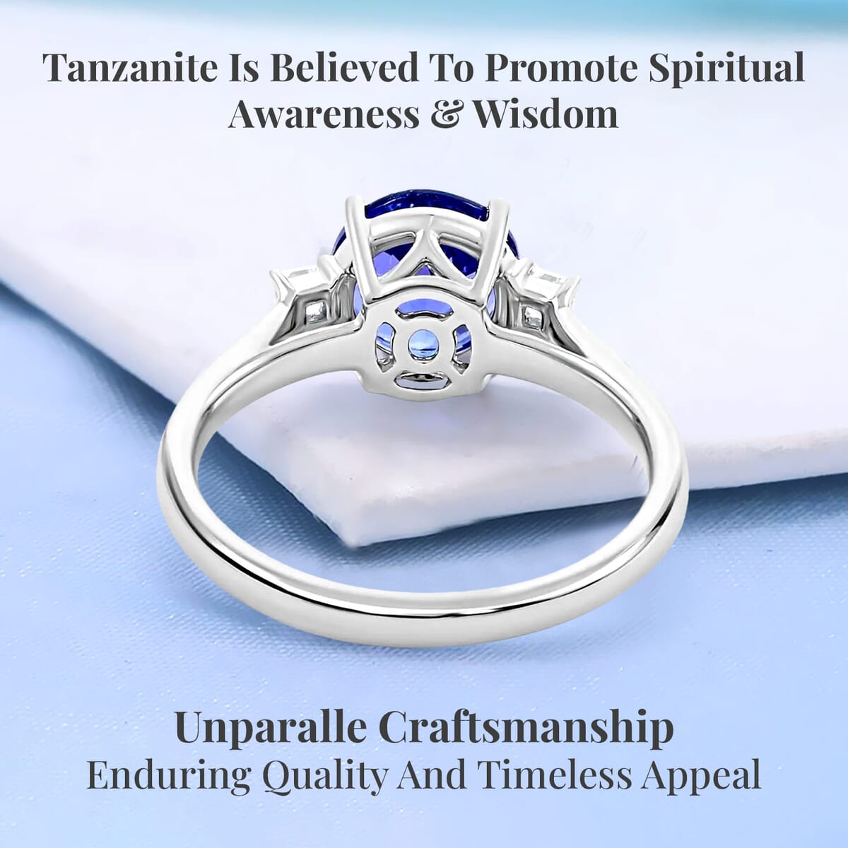 Certified & Appraised Rhapsody AAAA Tanzanite and E-F VS Diamond 2.00 ctw Ring in 950 Platinum (Size 9.0) 4.70 Grams image number 3