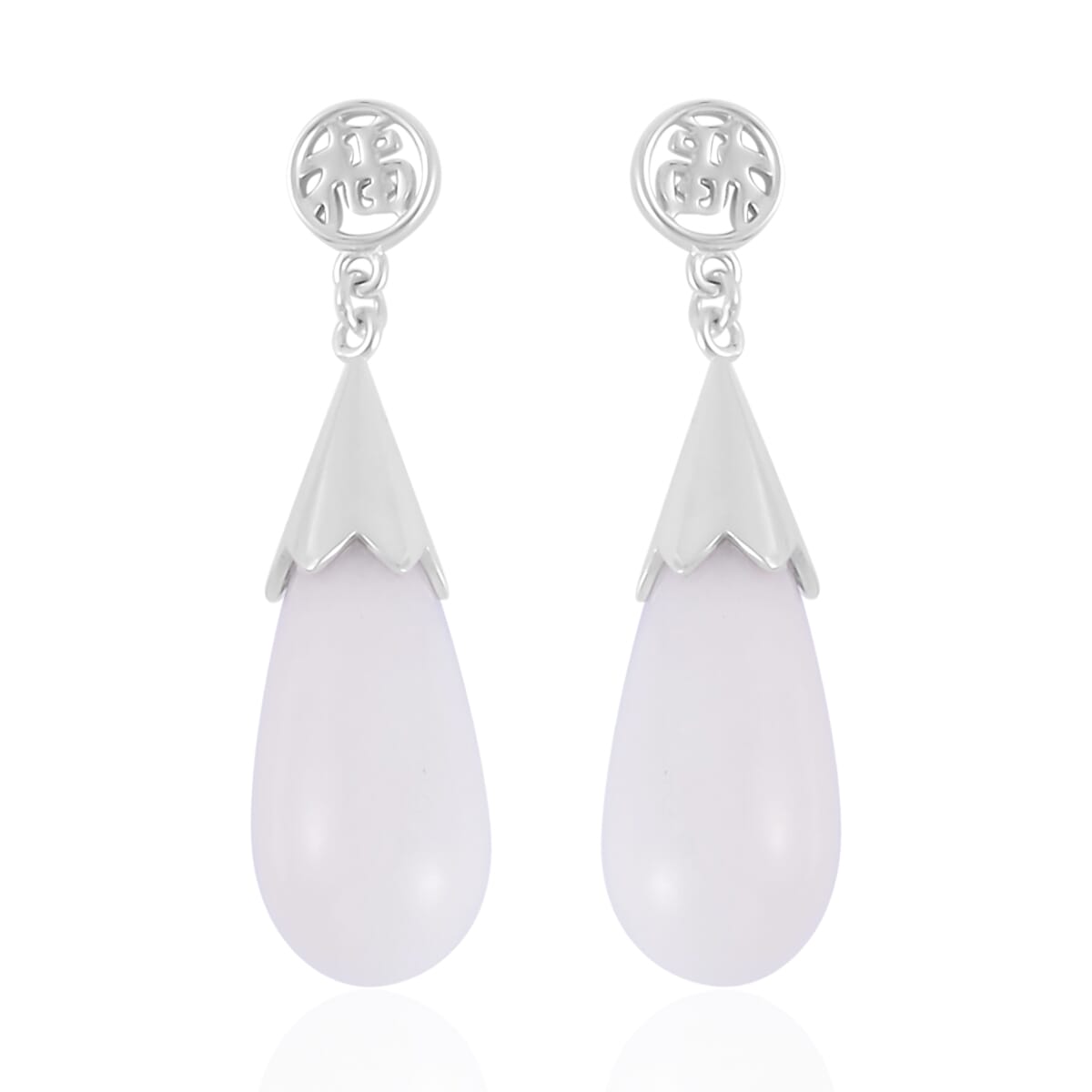 Natural Jade Drop Earrings in Rhodium Over Sterling Silver, Jade Jewelry, Gift For Her 34.75 ctw image number 0