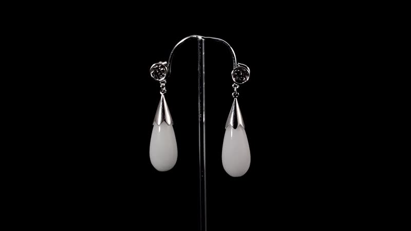 Natural Jade Drop Earrings in Rhodium Over Sterling Silver, Jade Jewelry, Gift For Her 34.75 ctw