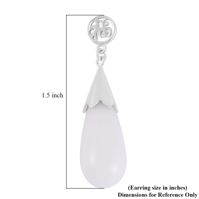 Natural Jade Drop Earrings in Rhodium Over Sterling Silver, Jade Jewelry, Gift For Her 34.75 ctw