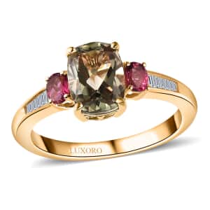 Luxoro AAA Turkizite and Ouro Fino Rubellite and G-H I3 Diamond 2.70 ctw Ring in 14K Yellow Gold (Size 10.0)