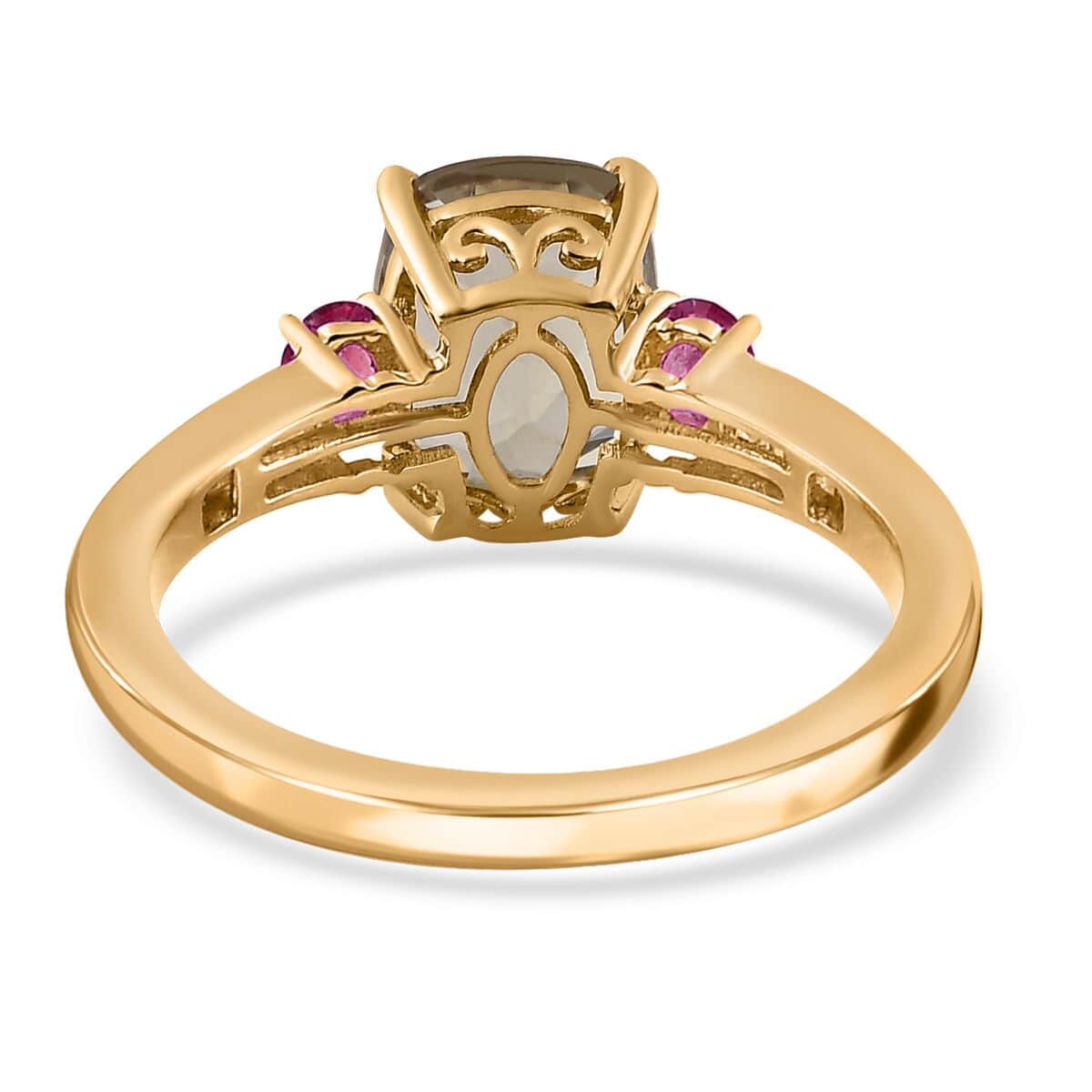 Luxoro AAA Turkizite and Ouro Fino Rubellite and G-H I3 Diamond 2.70 ctw Ring in 14K Yellow Gold (Size 10.0) image number 4
