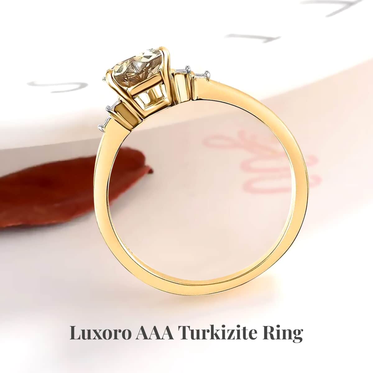 Luxoro 14K Yellow Gold AAA Turkizite and G-H I2 Diamond Ring 4.20 Grams 1.65 ctw (Del. in 7-10 Days) image number 2