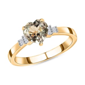 Luxoro AAA Turkizite and G-H I2 Diamond 2.00 ctw Ring in 14K Yellow Gold (Size 8.0) 4 Grams