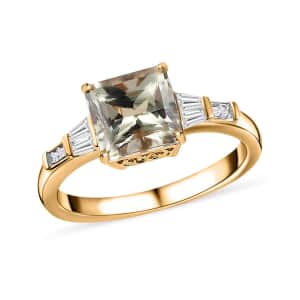 18K Yellow Gold Radiant Cut AAA Turkizite and G-H SI Diamond Ring (Size 6.0) 2.10 ctw