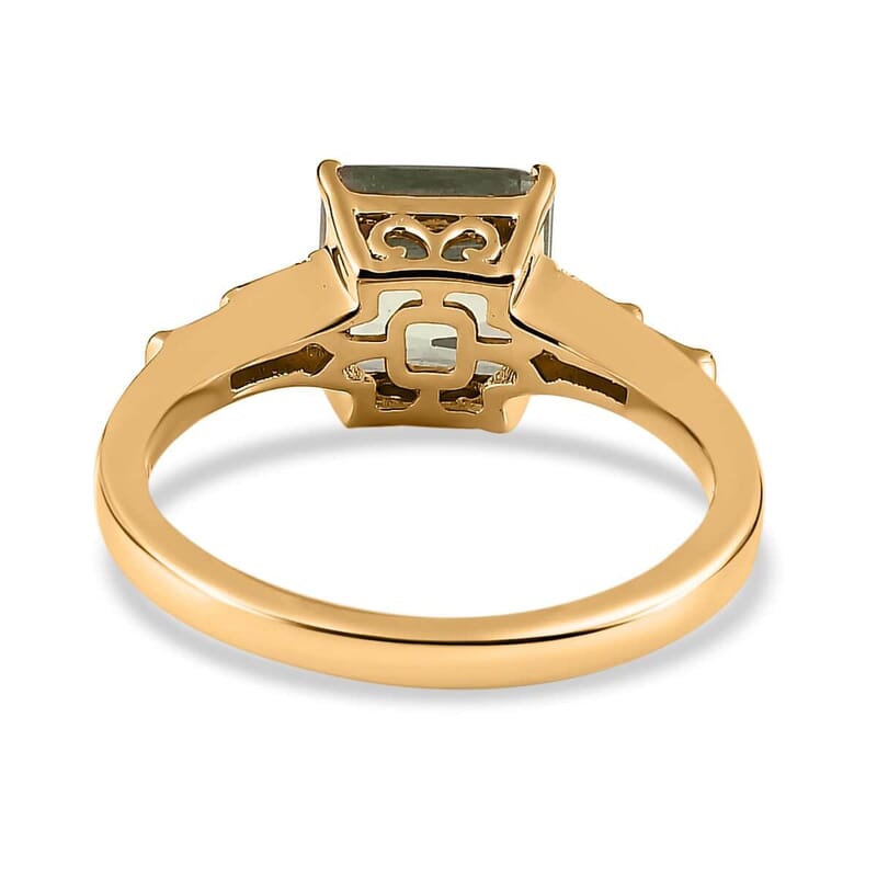 18K Yellow Gold Radiant Cut AAA Turkizite and G-H SI Diamond Ring (Size 6.0) 2.10 ctw