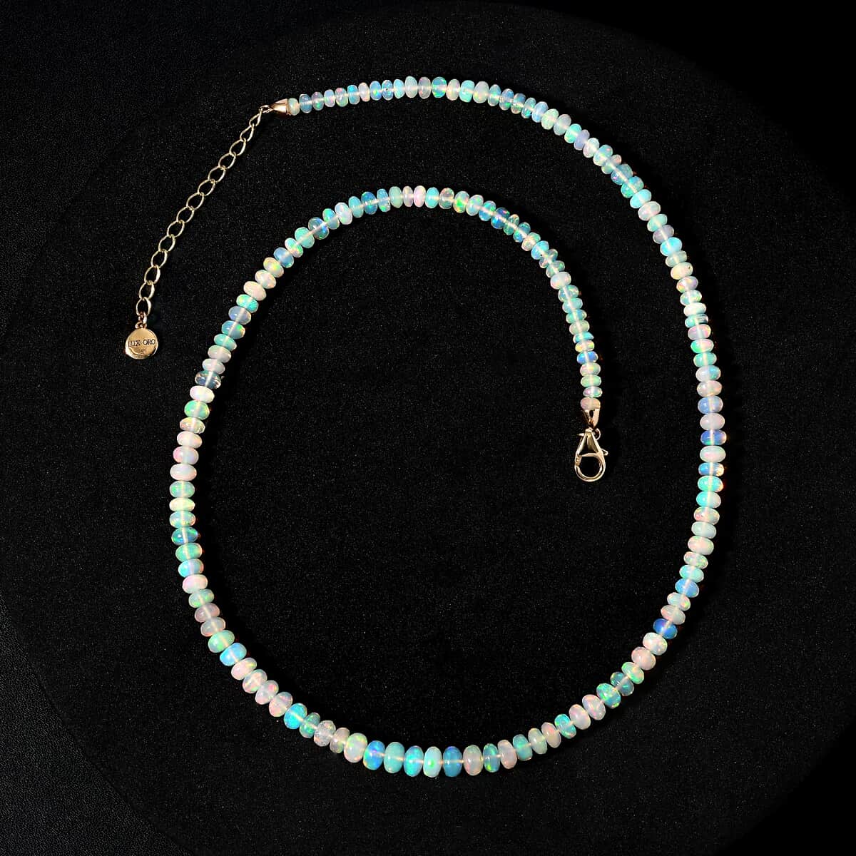 Certified & Appraised Luxoro 14K Yellow Gold AAA Ethiopian Welo Opal Beaded Graduation Necklace 18-20 Inches 45.00 ctw image number 0