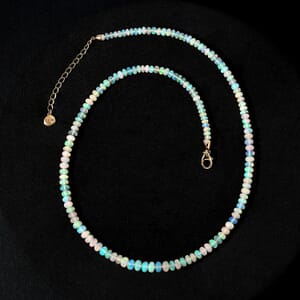 Certified & Appraised Luxoro 14K Yellow Gold AAA Ethiopian Welo Opal Beaded Graduation Necklace 18-20 Inches 45.00 ctw