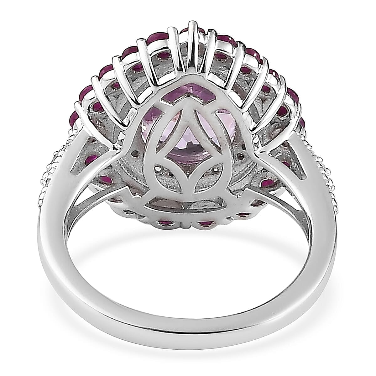 Premium Martha Rocha Kunzite and Multi Gemstone 4.85 ctw Ring in Rhodium Over Sterling Silver (Size 5.0)