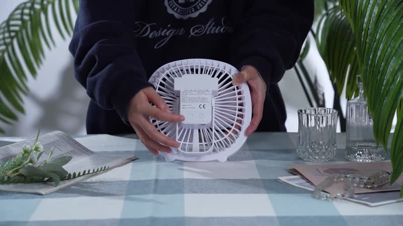 Green 2-in-1 Table LED Lamp and Desktop Fan With Type-c USB and 3 Speed Mode (5V/1.5A, 18650 Battery)