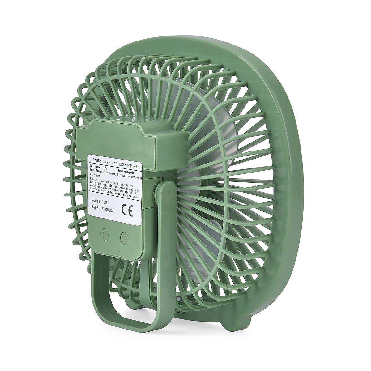 Green 2-in-1 Table LED Lamp and Desktop Fan With Type-c USB and 3 Speed Mode (5V/1.5A, 18650 Battery) image number 4