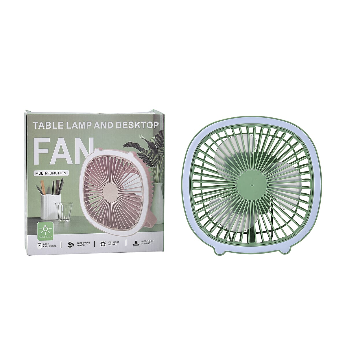 Green 2-in-1 Table LED Lamp and Desktop Fan With Type-c USB and 3 Speed Mode (5V/1.5A, 18650 Battery) image number 7