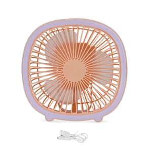 Ankur's Treasure Chest Peach 2-in-1 Table LED Lamp and Desktop Fan With Type-c USB and 3 Speed Mode (5V/1.5A, 18650 Battery)