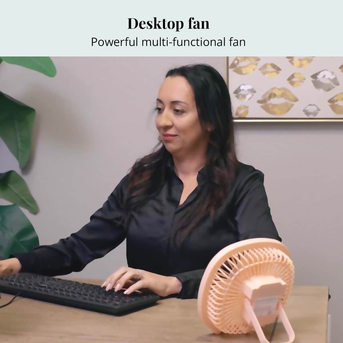 Ankur's Treasure Chest Peach 2-in-1 Table LED Lamp and Desktop Fan With Type-c USB and 3 Speed Mode (5V/1.5A, 18650 Battery) image number 1