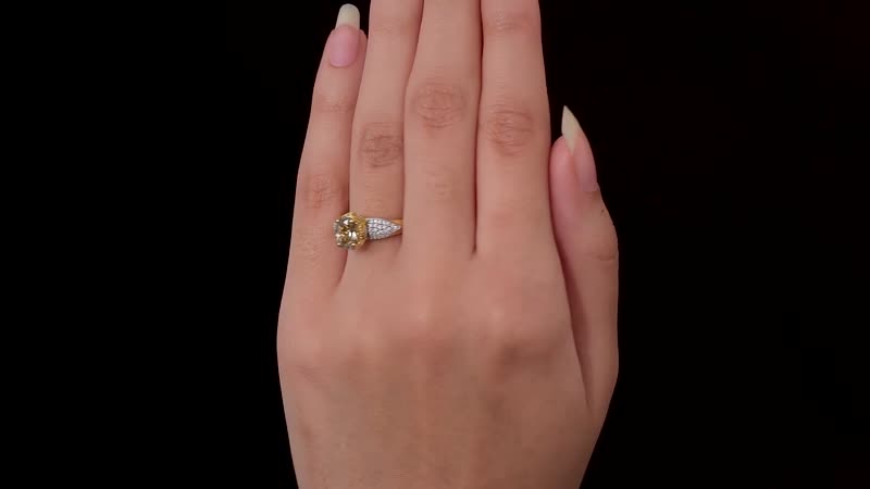 AAA Turkizite, Madagascar Yellow Sapphire and Moissanite Ring in Vermeil Yellow Gold Over Sterling Silver 2.00 ctw (Del. in 5-7 Days)