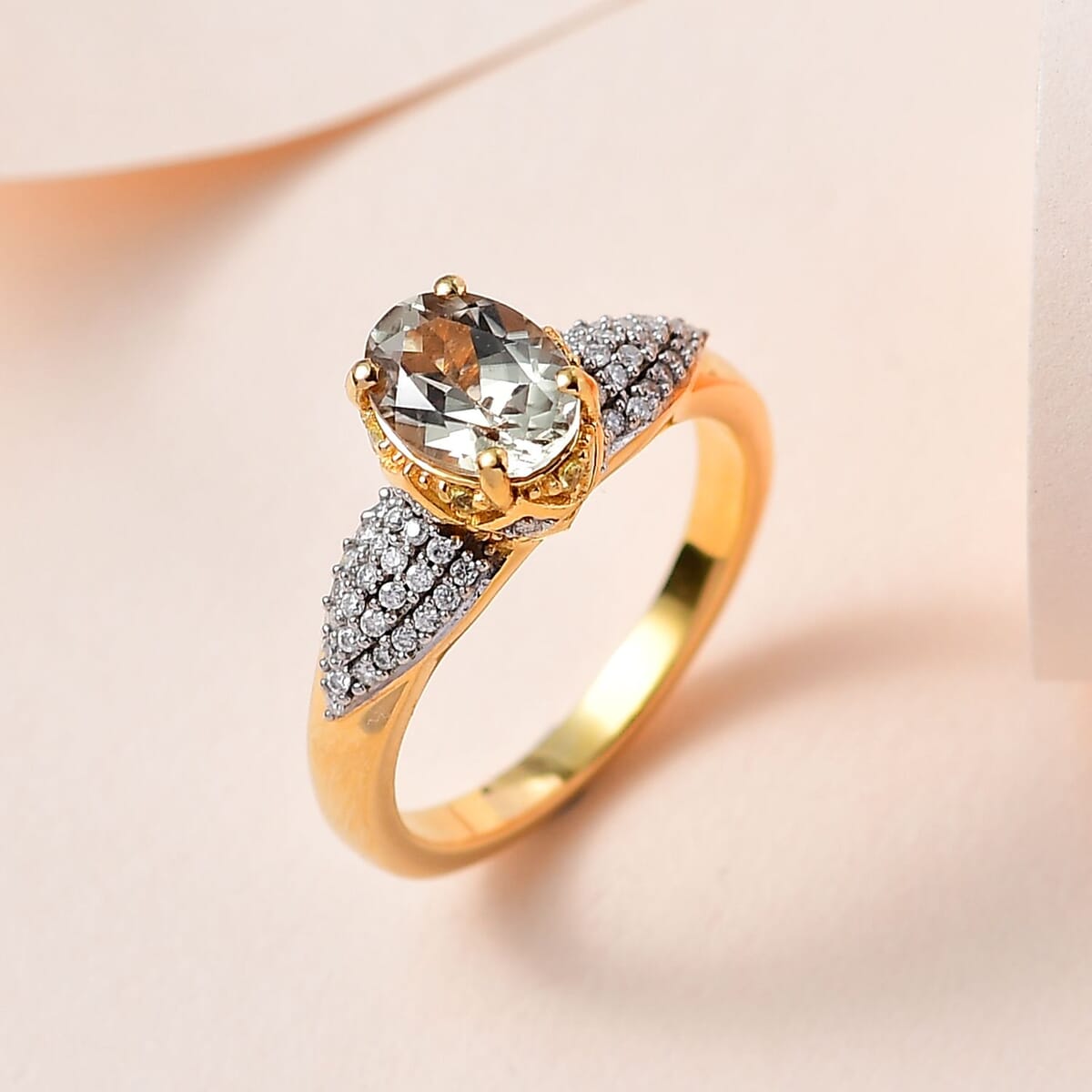 AAA Turkizite, Madagascar Yellow Sapphire and Moissanite Ring in Vermeil Yellow Gold Over Sterling Silver (Size 7.0) 2.00 ctw image number 1