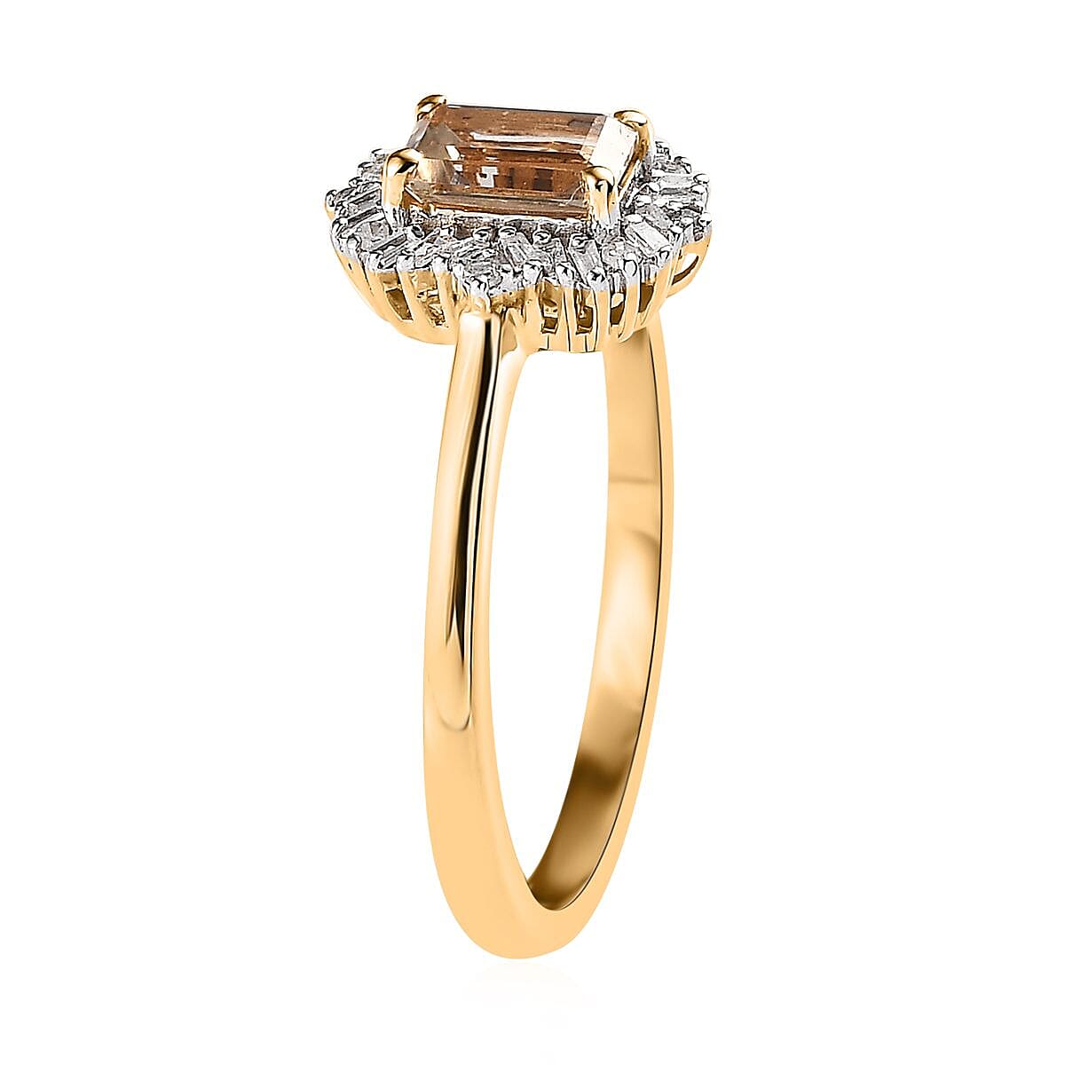 AAA Turkizite and Diamond Halo Ring in Vermeil Yellow Gold Over Sterling Silver (Size 10.0) 0.85 ctw