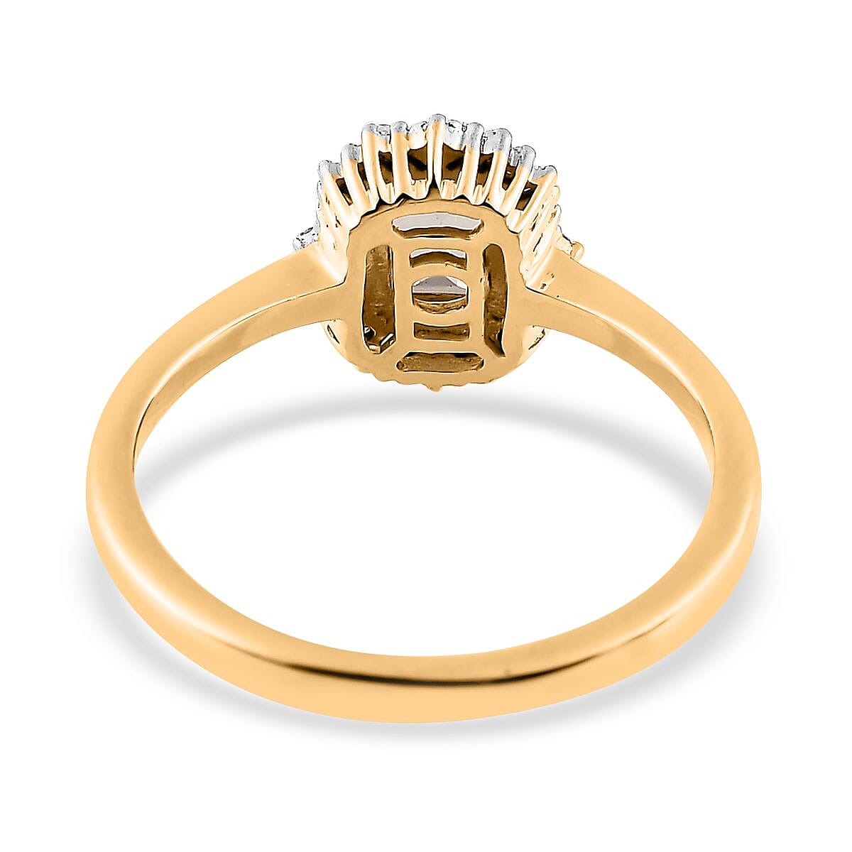 AAA Turkizite and Diamond Halo Ring in Vermeil Yellow Gold Over Sterling Silver (Size 10.0) 0.85 ctw