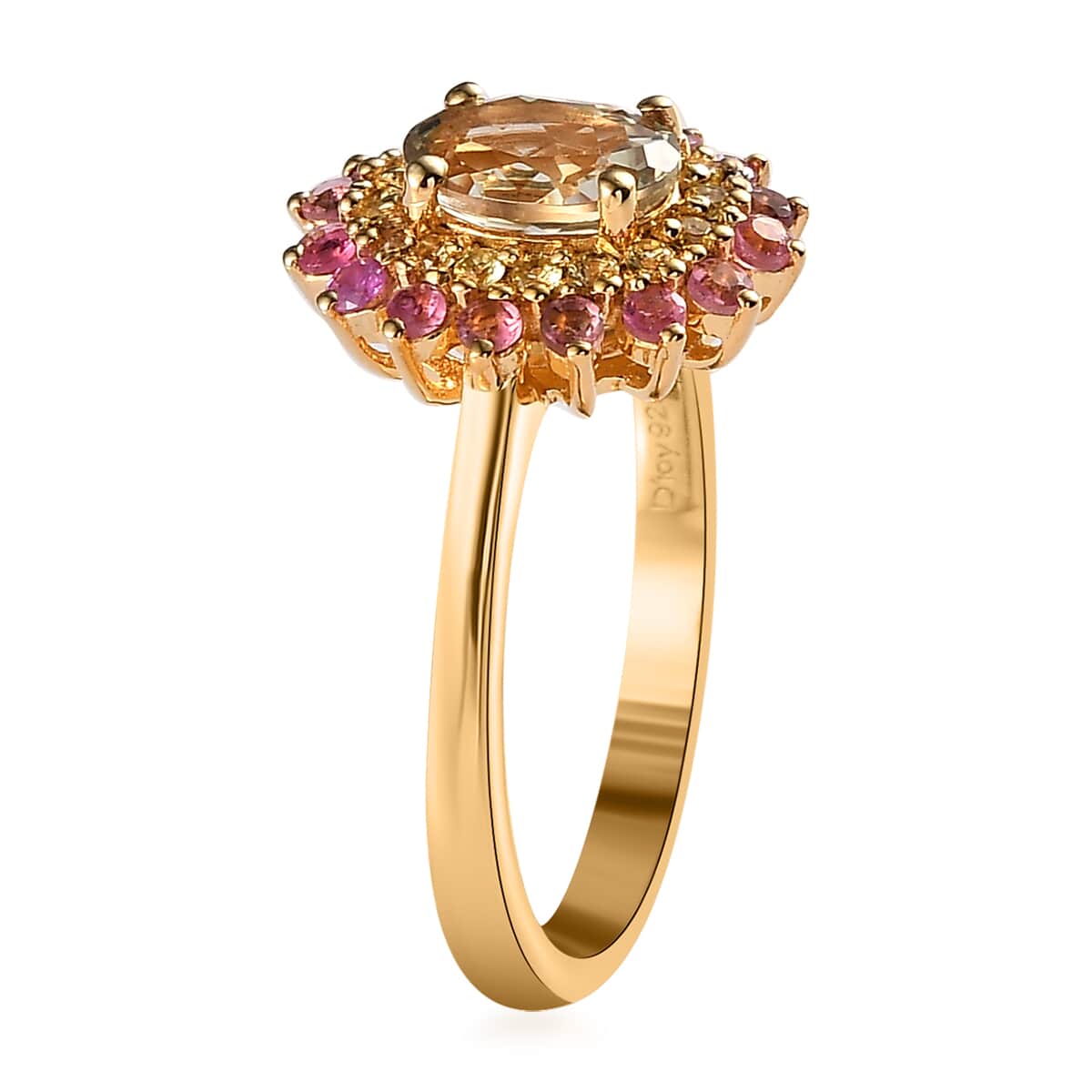 AAA Turkizite and Multi Gemstone Floral Ring in Vermeil Yellow Gold Over Sterling Silver (Size 6.0) 1.30 ctw image number 3