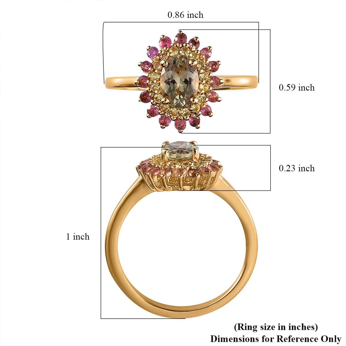 AAA Turkizite and Multi Gemstone Floral Ring in Vermeil Yellow Gold Over Sterling Silver (Size 6.0) 1.30 ctw image number 5