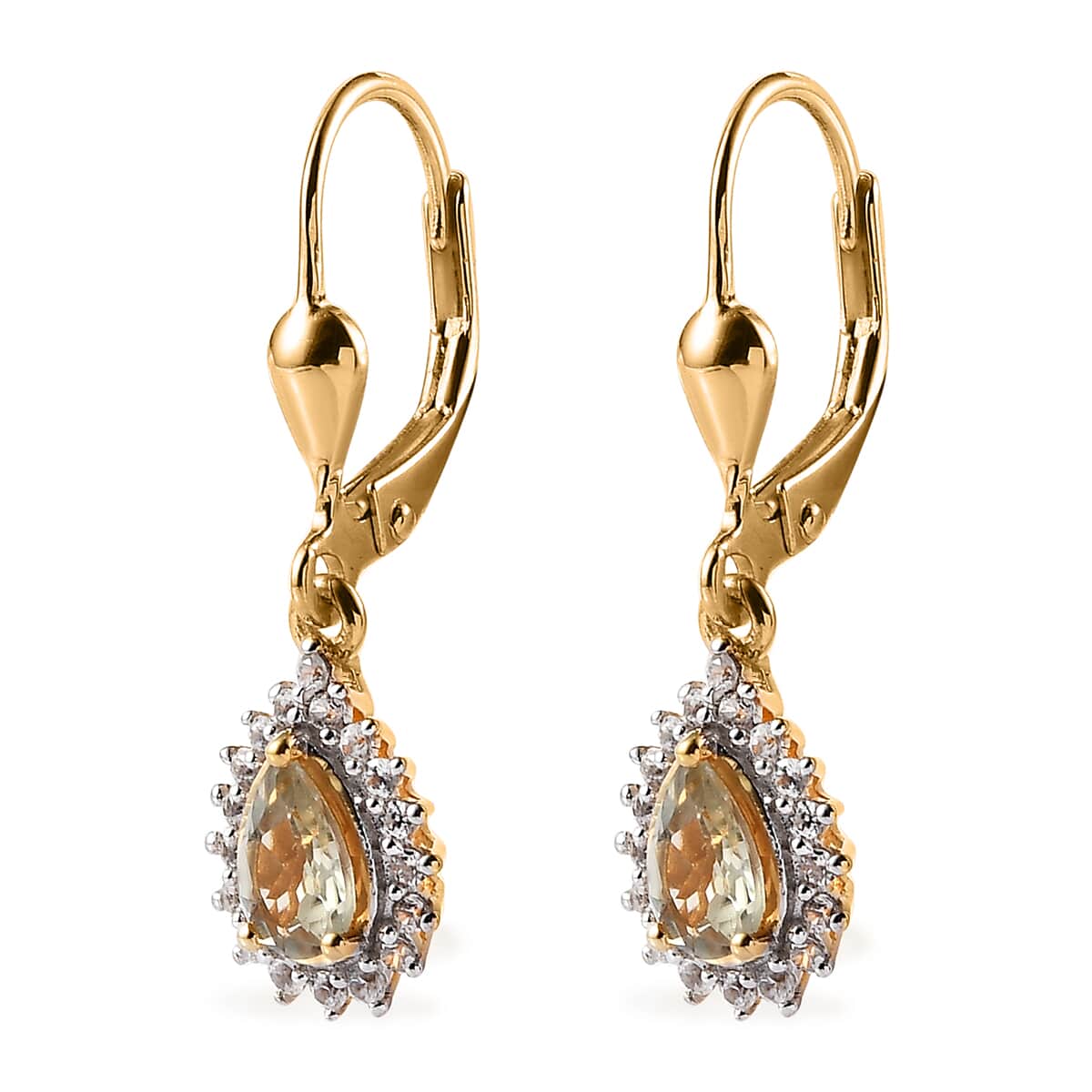 Buy AAA Turkizite and White Zircon Lever Back Earrings in Vermeil ...